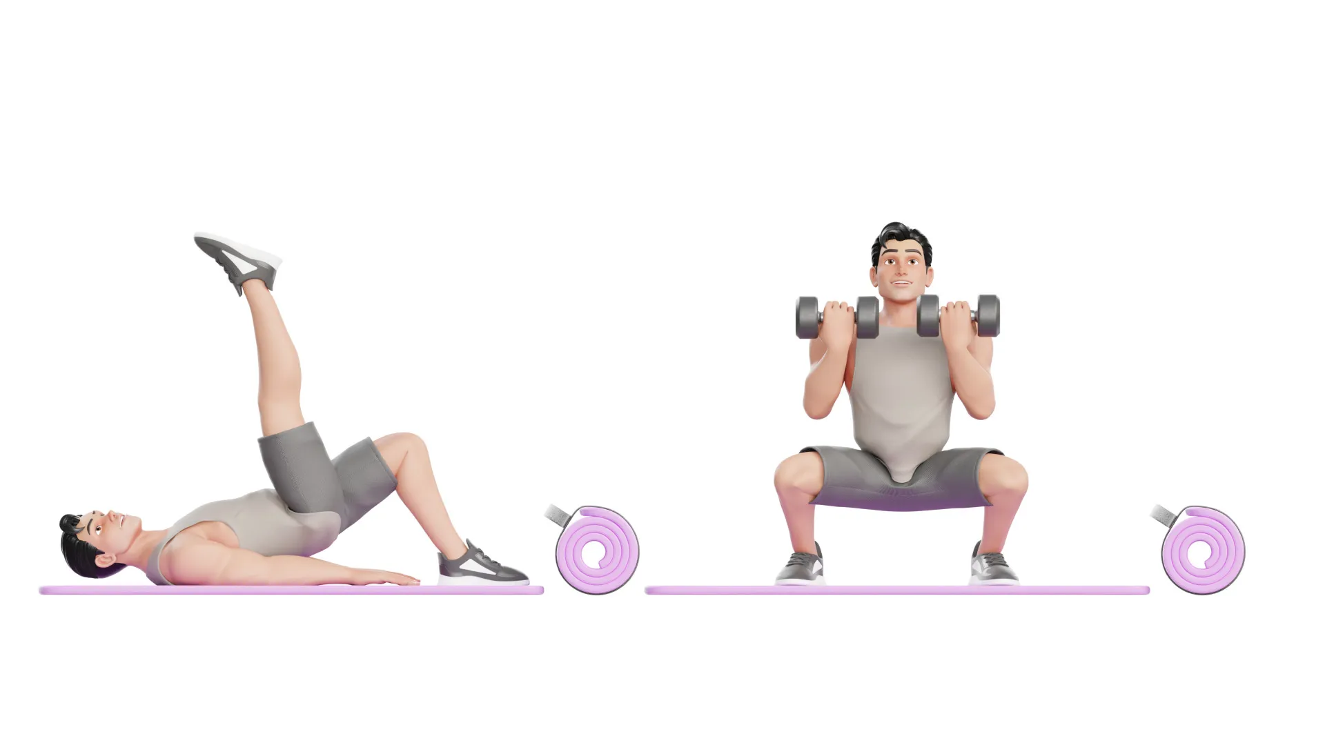 Cartoon Sports Gym Fitness Man render 6